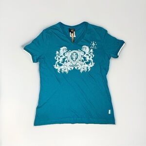 Y2K Womens Just Cavalli  Teal Short Sleeve - SZ XXL